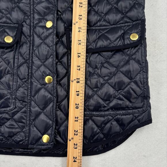 J Crew Vest Field Quilted Puffer Womens Size XXS Navy Blue Shiny Down Filled - Picture 10 of 11